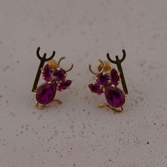 14k Real Gold Stud Earrings | Devil Stud Earrings | Birthday Gift | - Picture 5 of 8